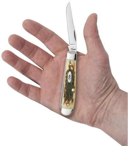Case Peach Seed Jig Amber Bone Mini Trapper (00013) (Case)