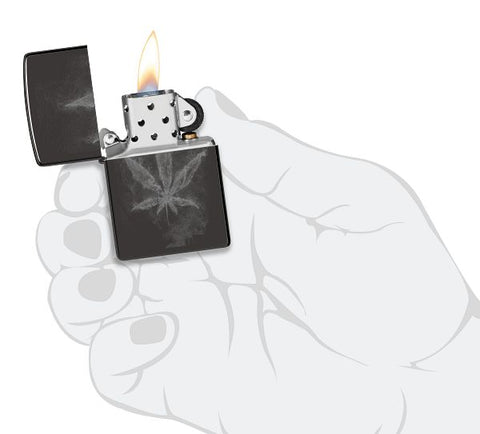 Zippo High Polish Blk Cannabis Design (46823)