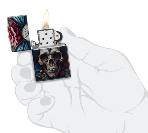 Zippo Horror and Goth Skull Flower (46848)