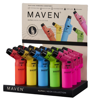 Maven Alpha+ Neon Torch Lighters (15/tray) (50051)
