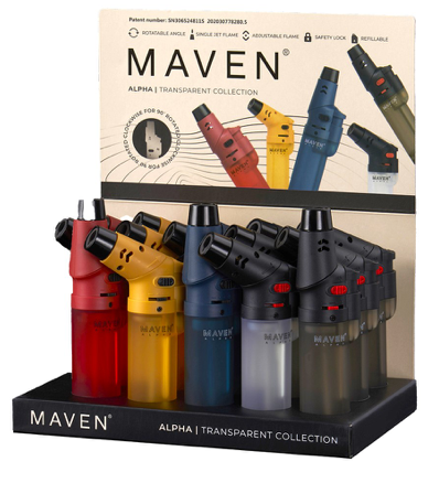 Maven Alpha+ Transparent Torch Lighters (15/Tray) (90635)