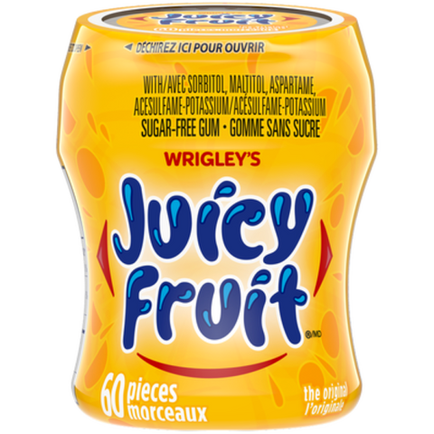 Chewing-gum jaune sans sucre Wrigley's Juicy Fruit, 60 unités (133280)