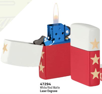 Zippo American 250 Basemodel White Top, Red Bottom with Blue Insert International (47294)