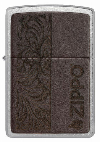 Zippo Street Chrome/Brown Leather Laser Engrave (46920)