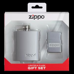 Zippo Brushed Chrome, Zippo Flask and WPL Gift Set (49358)