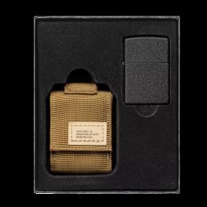 Zippo Coyote Pouch and Black Crackle®, Lighter Gift Set (49401)