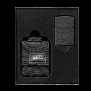 Zippo Black Pouch and Black Crackle®, Lighter Gift Set (49402)
